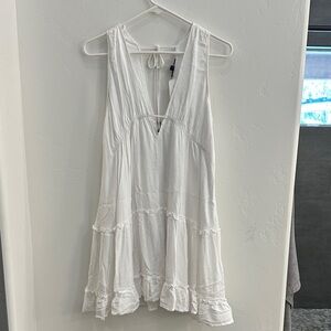 White Sleeveless Ruffle Dress